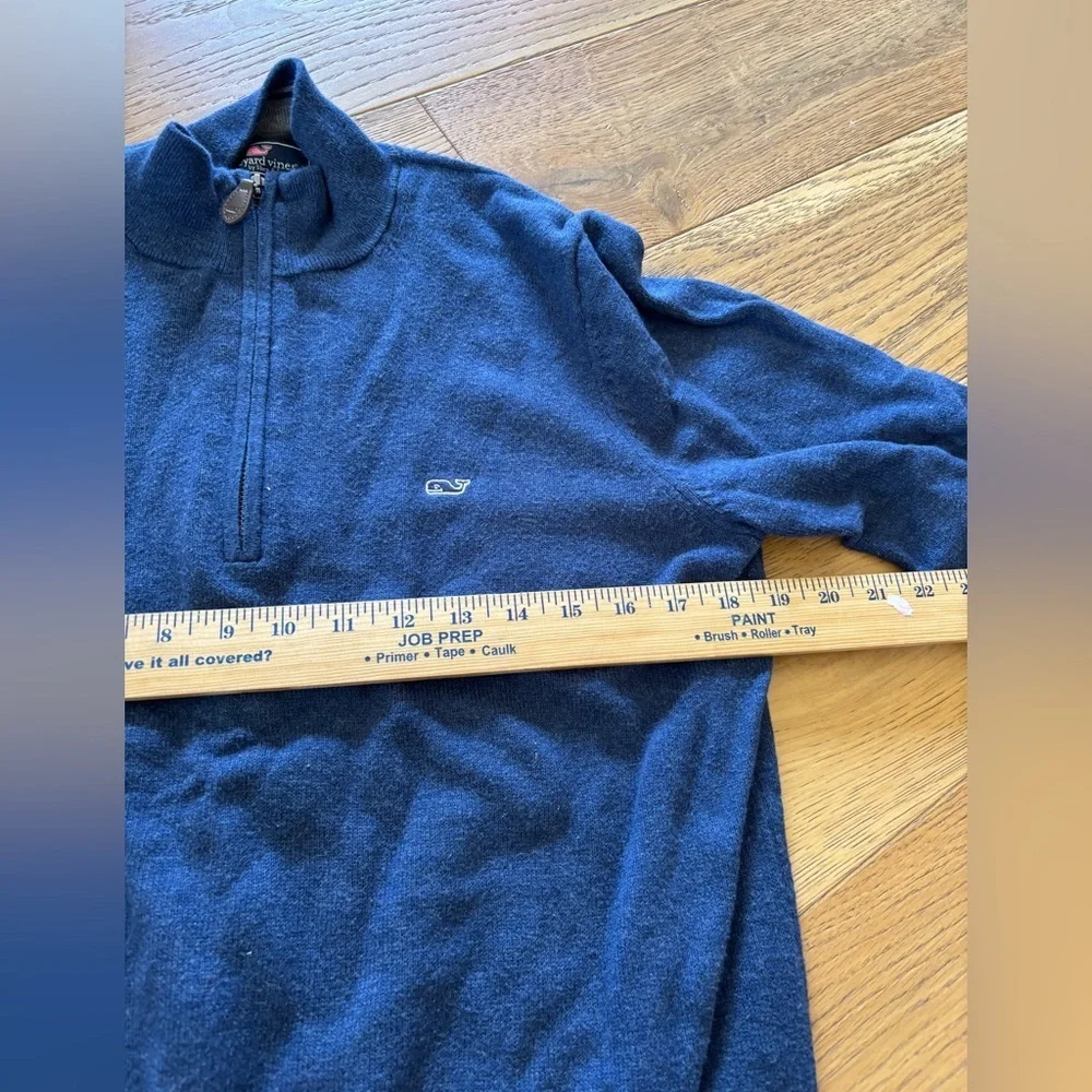 Vineyard vines cotton and cashmere blend half zip sweater mens small blue